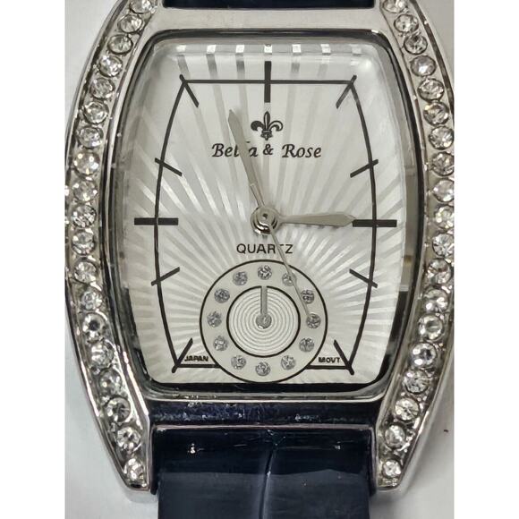 Nice Bella&Rose Ladies Blue Band Leather Crystals Quartz New Battery Running main image 8
